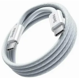 Кабель плетеный Benks D46 USB-C to USB-C, 480 Mbps, 60W, 2 м, White, белый